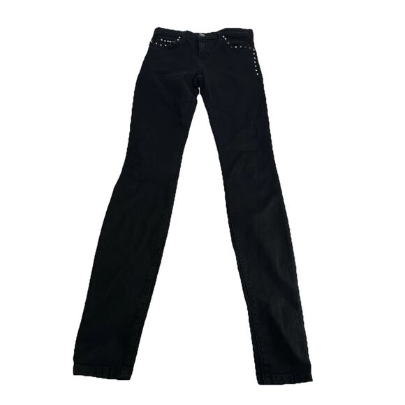 Current/Elliott Studded Jet Black Ankle Skinny Jeans Size 25 - Picture 2 of 9